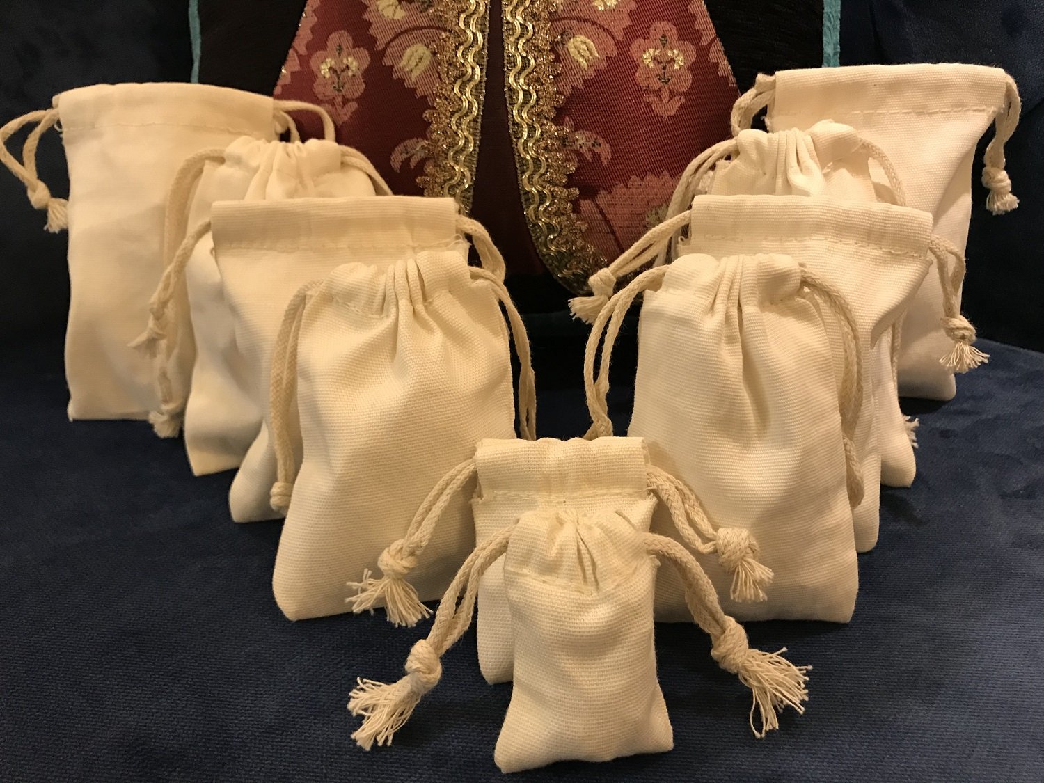 Lot De Sacs En Mousseline De Coton 8x12 Pouces - Cordon Double - Couleur Naturelle - Neuf