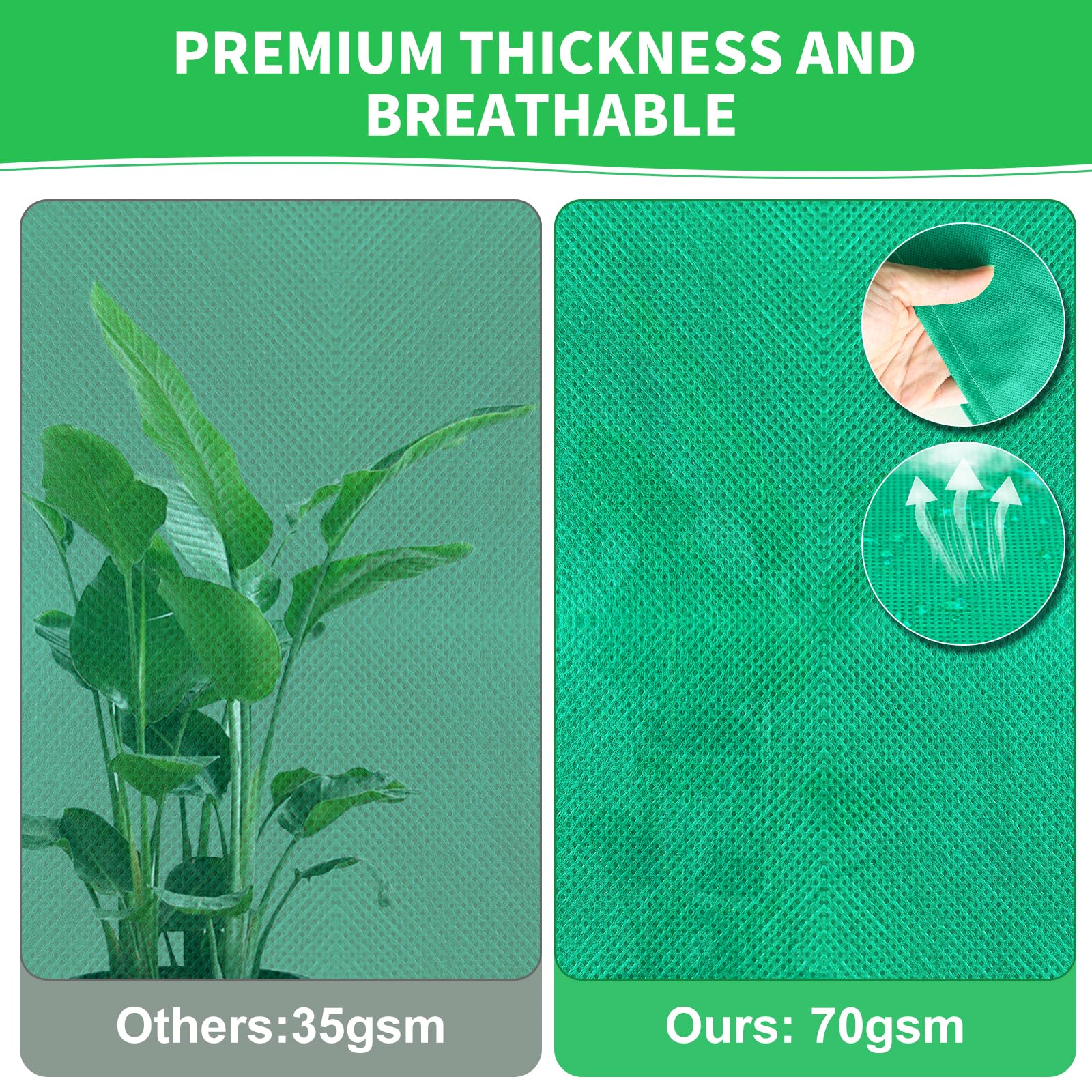 Paquete de 4 fundas para plantas de protección contra la congelación, 32 pulgadas de ancho x 48 pulgadas de alto, 2.5 onzas/yd², mantas protectoras de invierno con cordón de cremallera para plantas al
