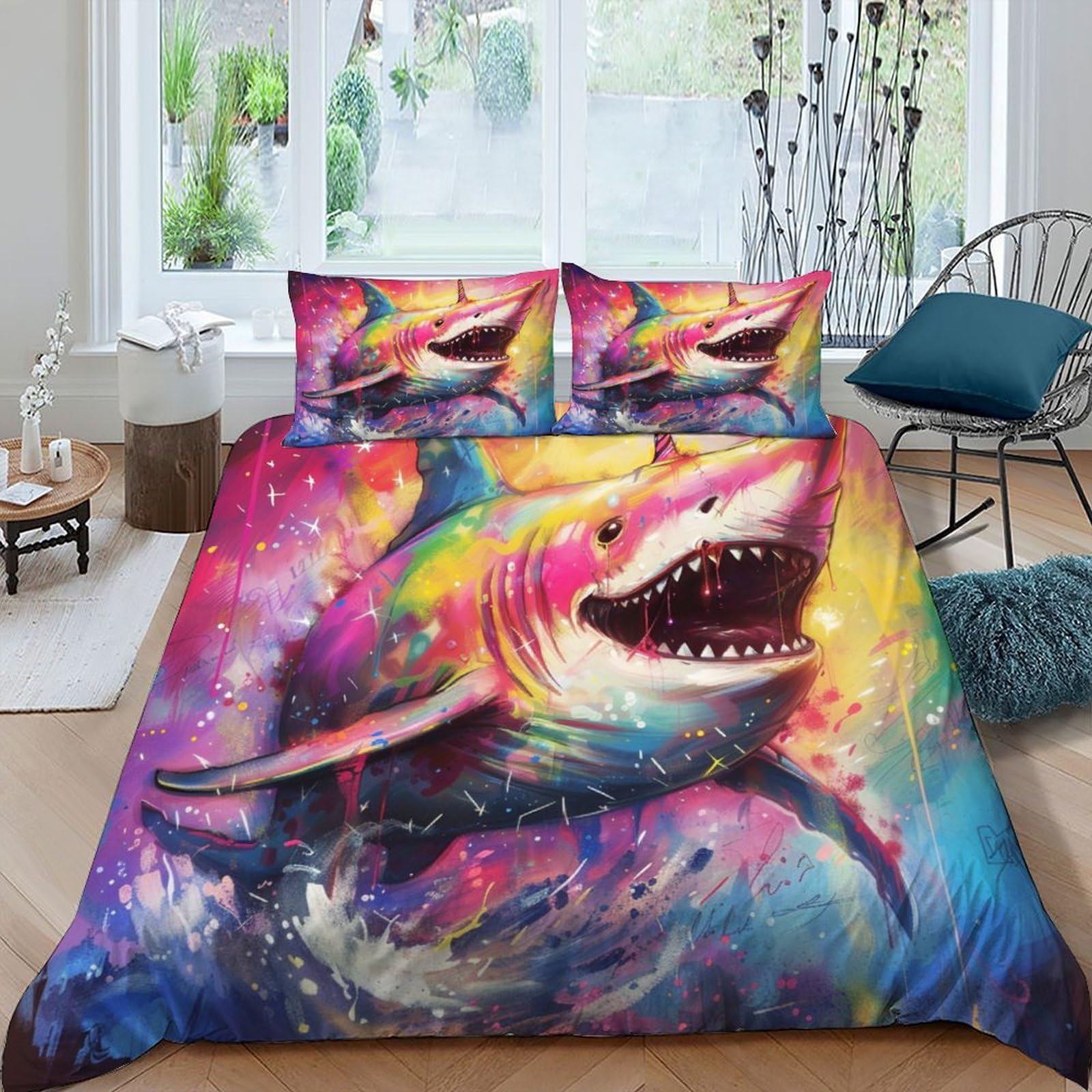 Housse de couette requin king size pour transformer la chambre d'adolescent en océan sauvage