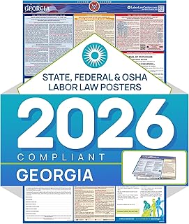 2026 Georgia Labor Law Poster – State, Federal & OSHA Compliant – Required Workplace Posting – English – Folded & Unlaminated – Envelope Packed