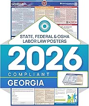 2026 Georgia Labor Law Poster – State, Federal & OSHA Compliant – Required Workplace Posting – English – Folded & Unlaminated – Envelope Packed