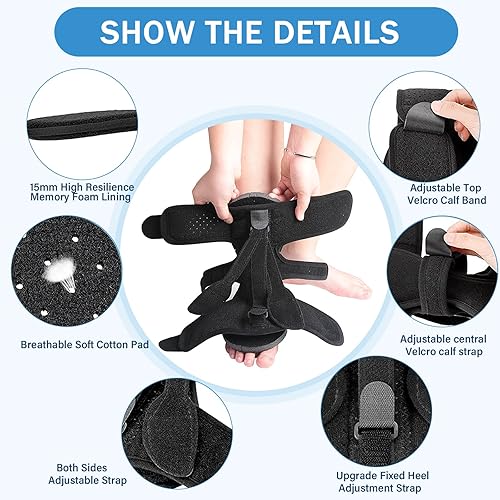 Miniatura 3 de Férula nocturna para fascitis plantar para dolor de talón, tendinitis de Aquiles negra, férula nocturna dorsal, férula ortopédica para pies, férula