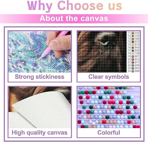 Miniatura 9 de Kits de pintura de diamantes para adultos, kit de pintura de diamante redondo con taladro completo 5D, kits de pintura de diamantes de bricolaje