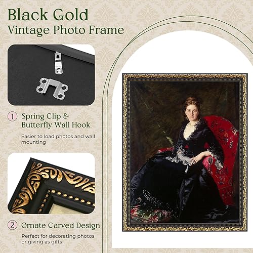 Miniatura 4 de TWING Portarretratos de 11 x 14 pulgadas, para fotos de 8 x 10 pulgadas con paspartú o de 11 x 14 pulgadas sin paspartú, marcos de fotos vintage