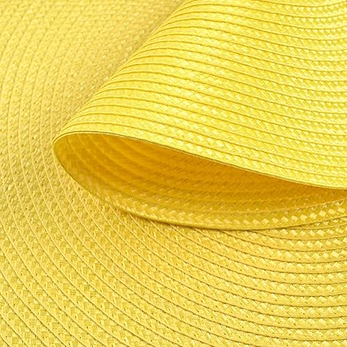 Miniatura 3 de Feuille Juego de 4 manteles individuales redondos trenzados para mesa de comedor, tejidos, lavables, antideslizantes, 13.5 pulgadas (amarillo, 4