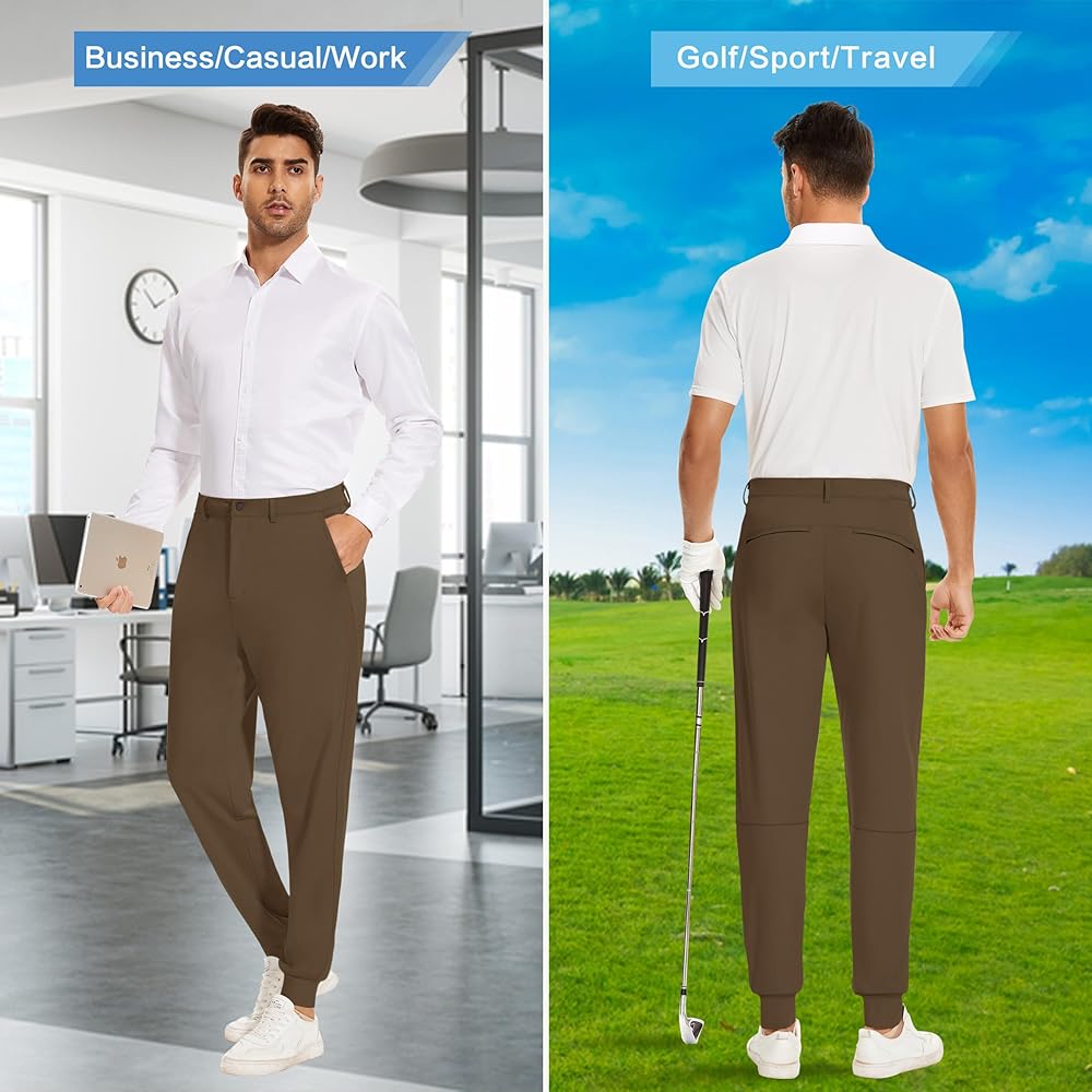 Amazon.com: JWM Men's Stretch Golf Joggers Pants with Belt Loops