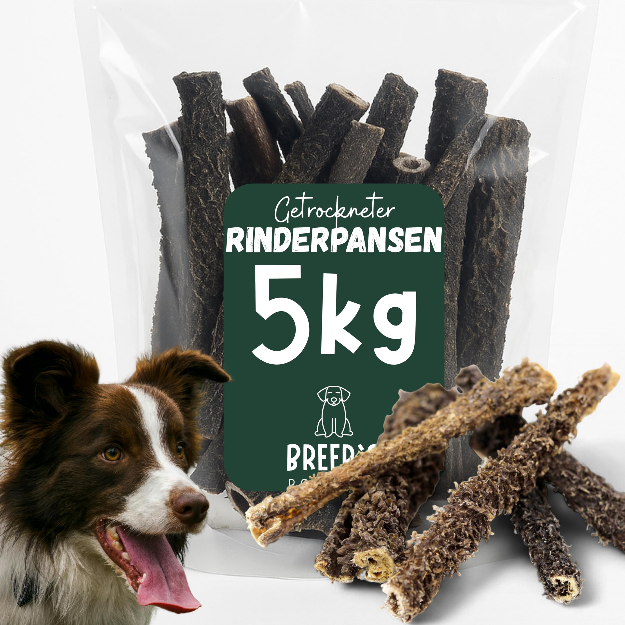 BREERs Rinderpansen für Hunde 5kg – getrockneter Pansen Naturkauartikel, Kauartikel mit Qualität für alle Hunderassen Hundeleckerli Leckerlis Leckereien
