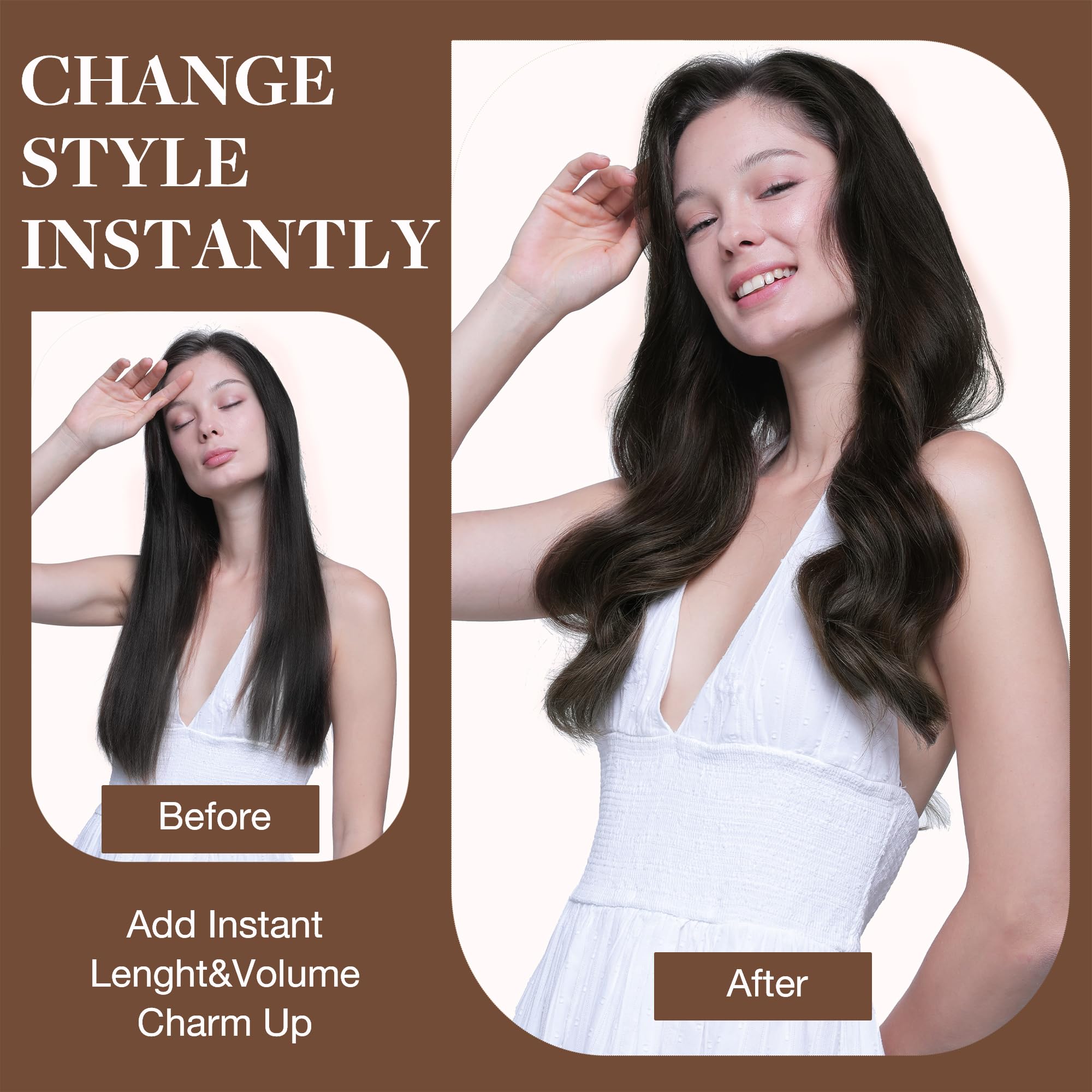 GOO GOO Extensiones Adhesivas Pelo Natural, 30cm 65g 7pcs, Extensiones de cabello humano Natural auténtico, 2A Marrón claro