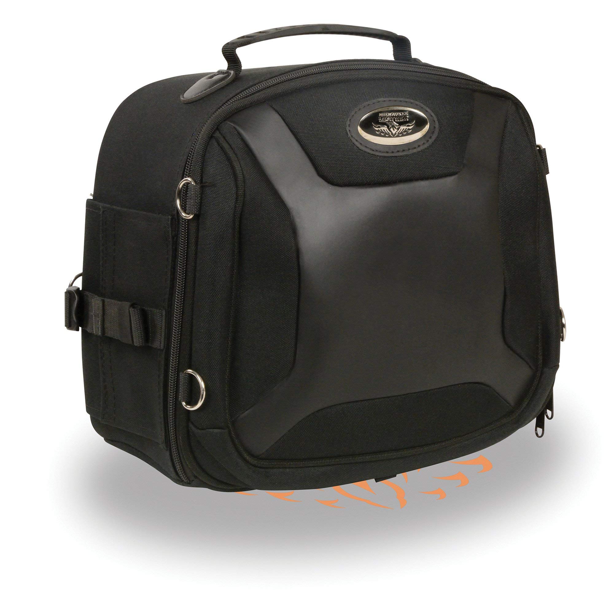 Milwaukee Leather MP8190 Small Black 'Sporty' Motorcycle Textile and PVC Sissy Bar Rack Bag - SM