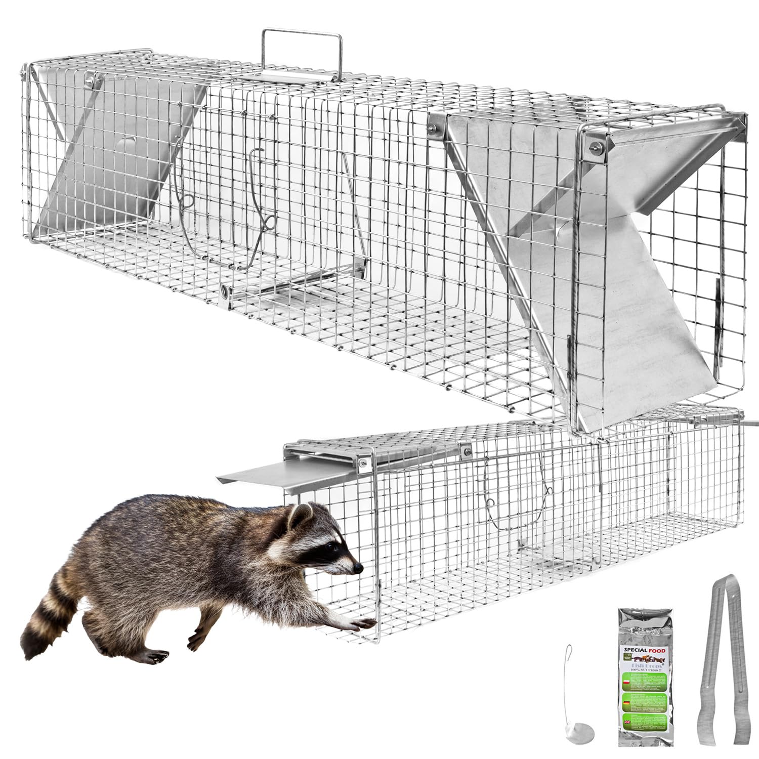 Petigi Gabbia Trappola per Animali Talpa Ratto Mouse Topo Nutria 102 x 20 x 27 cm