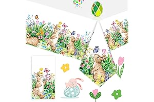 Easter Tablecloth Rectangle 54x108, Spring Flower Easter Bunny Table Decor Easter Table...