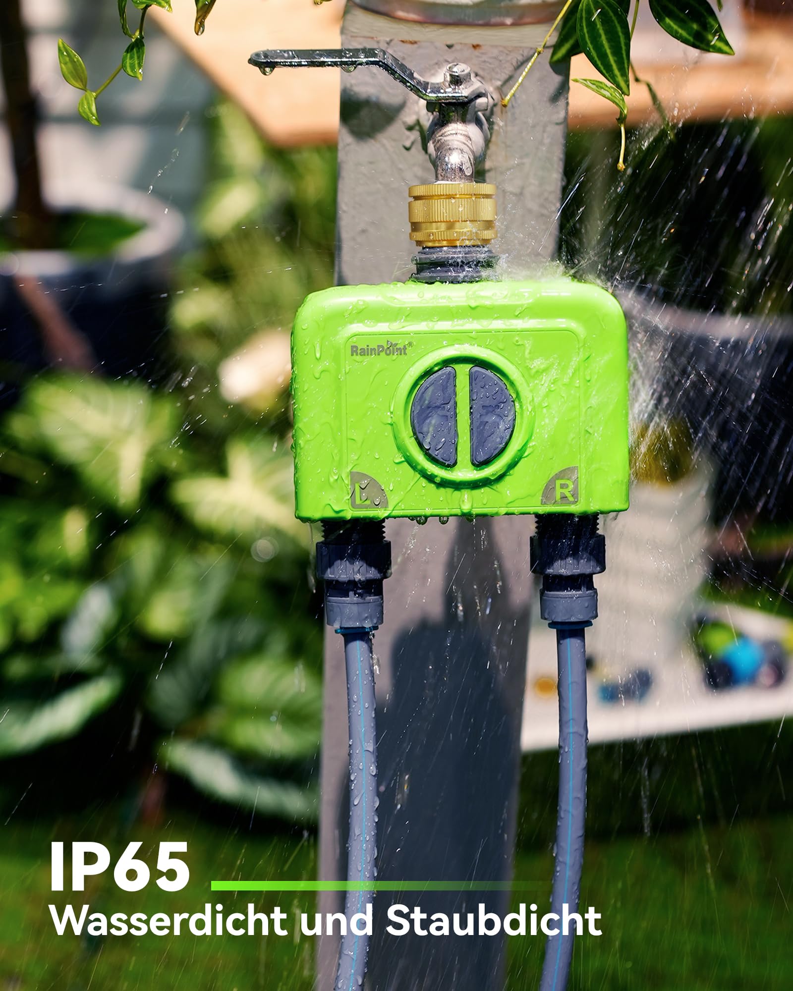 RAINPOINT Programador Riego WiFi 2 Salidas, Puerta Enlace Ethernet y Entrada de Latón, Riego Automatico para Jardín Via App/Voz Control, Riego Basado Clima, Retraso por Lluvia/Manual, 2x6 Horarios