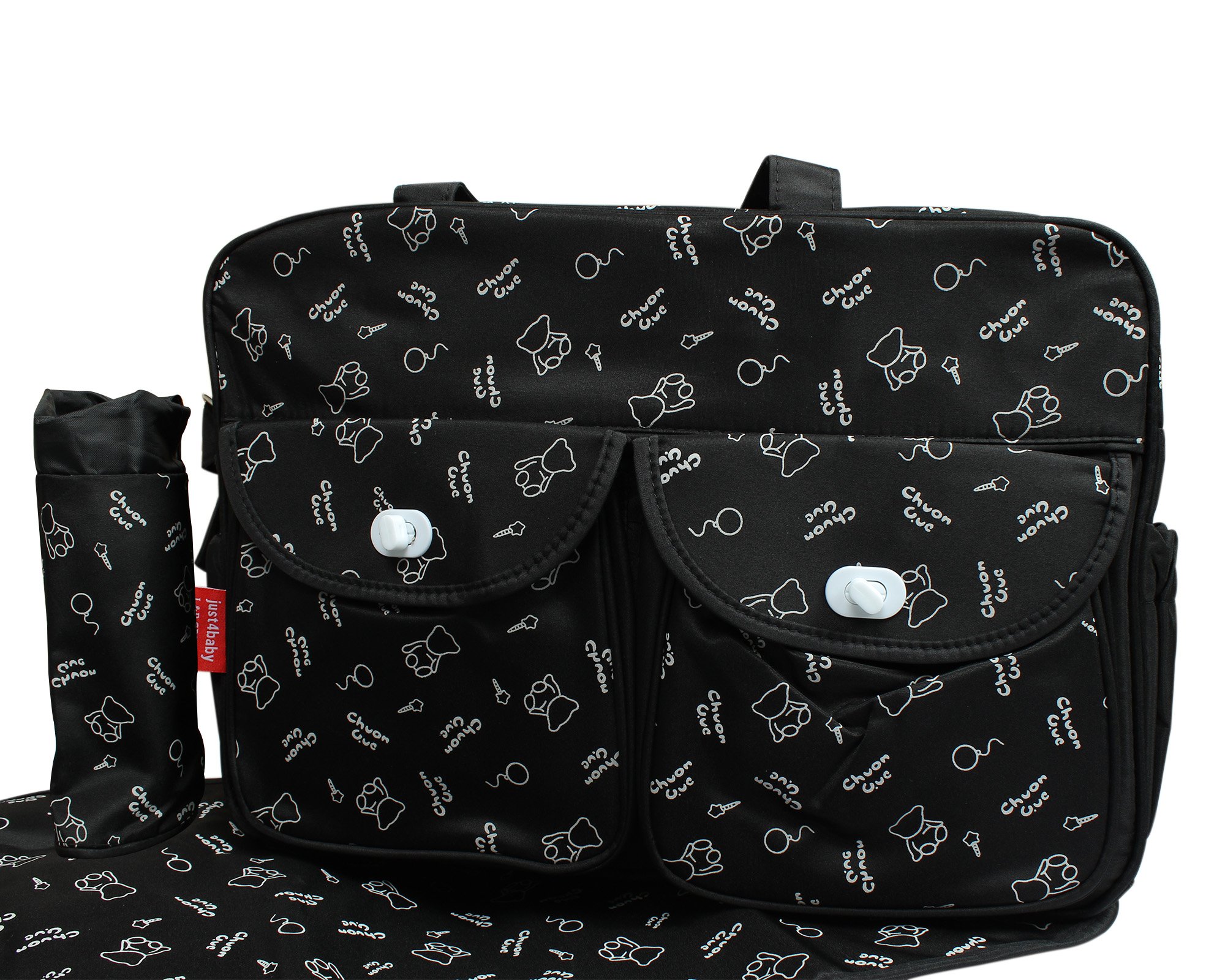 BABIES BLOOM Black Stylish Diaper Bags for Mom and Dad, Baby Diaper Bags, Portable Diaper Bags (3 pcs)-image-44