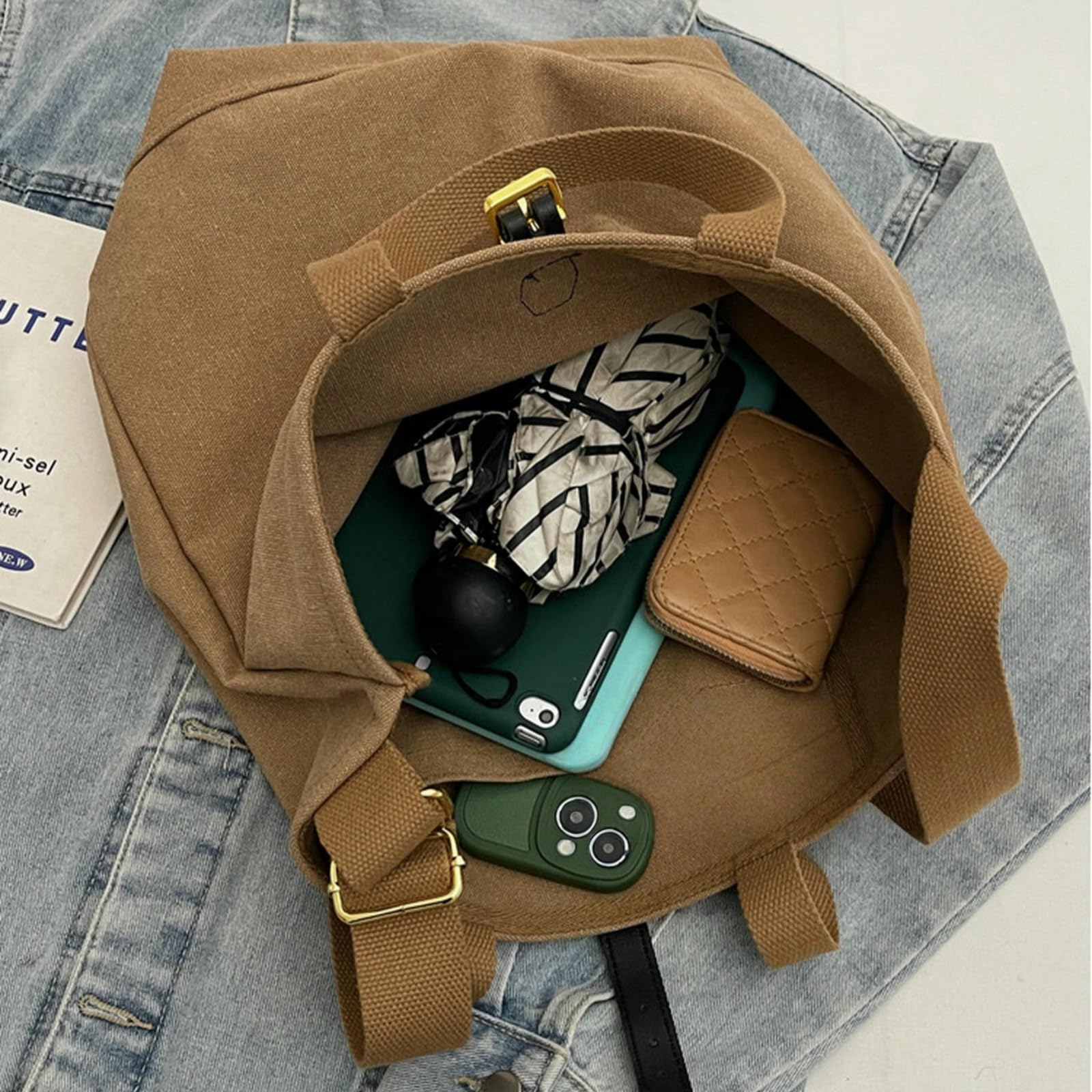 Borsa a Tracolla per Ragazze, Senso della Moda, Grande capacità, Semplice Pendolari, Tote Portatile di Nicchia Casual Studenti-Verde