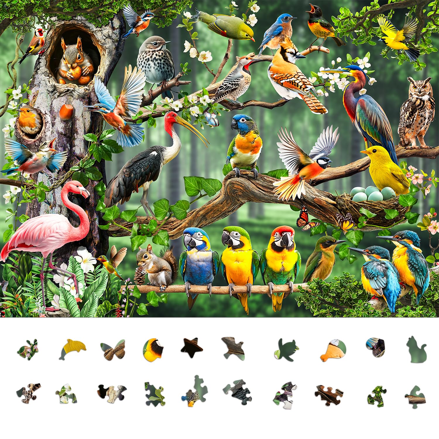 Photo 1 of ** FACTORY SEALED **Naturelish Colorful Birds Party 1000-Piece Jigsaw Puzzle for Adults, Challenging Puzzle Game with Unique Shaped Pieces, Perfect for Game Nights and Gift-Giving, Finished Puzzle Size is 26.6 x 19.2 in