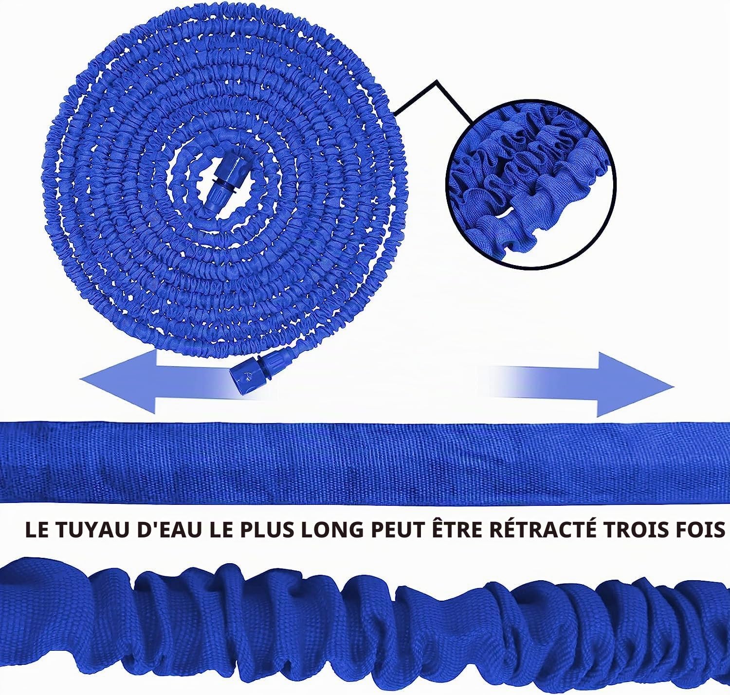 Tuyau d'Arrosage Extensible 60M, Tuyau Arrosage Flexible, Pistolet Arrosage avec Tuyau 7 Fonctions Pistolet, pour Irrigation Jardin, Laver la Voiture, Animal Nettoyage (45M-150FT) (200FT/60Meter,blue)