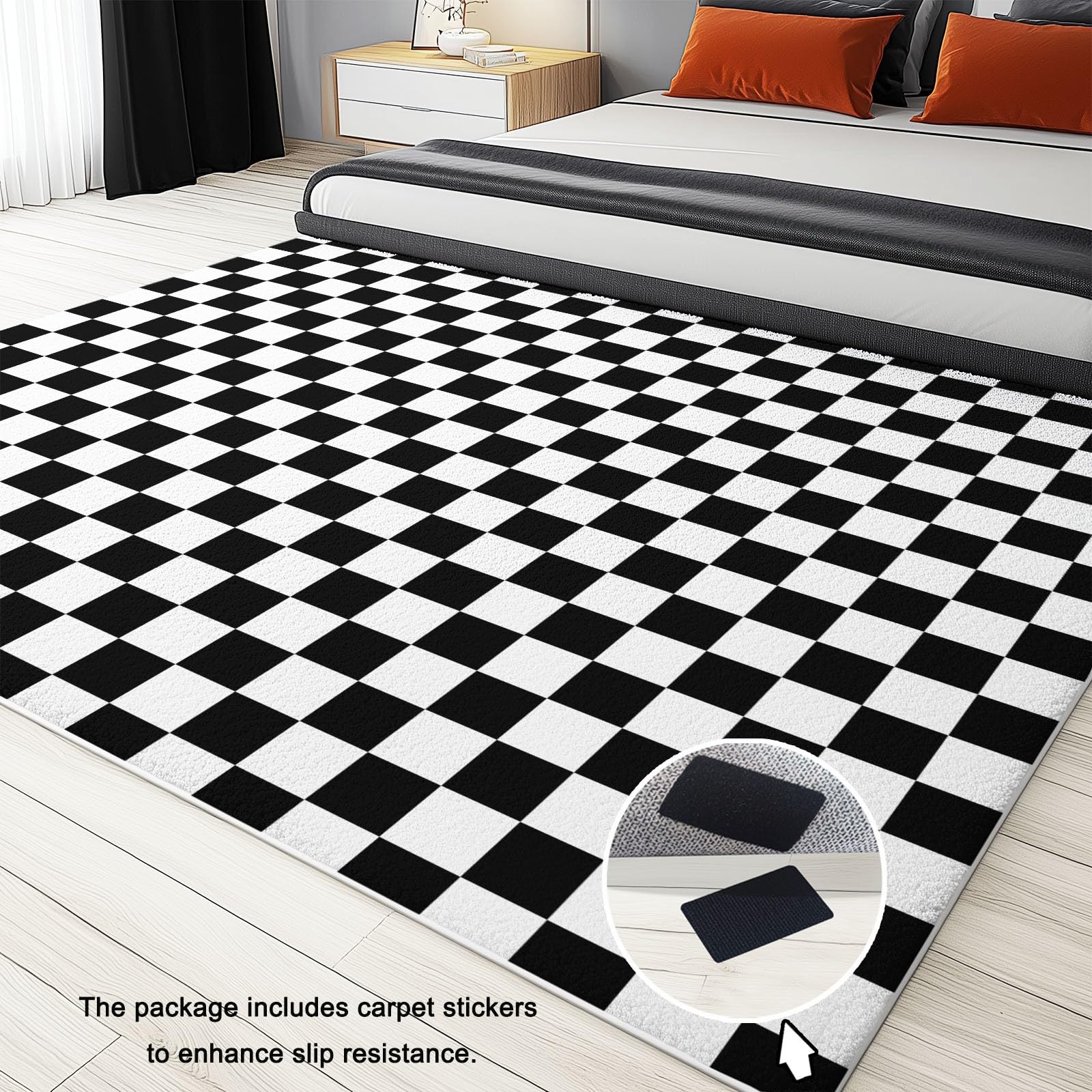 80 x 150 cm Geometryczny dywan można prać w pralce, antypoślizgowy, bezpieczny flanelowy dywan do pokoju dziecięcego - łatwy do czyszczenia, krótki włos, czarno-biały