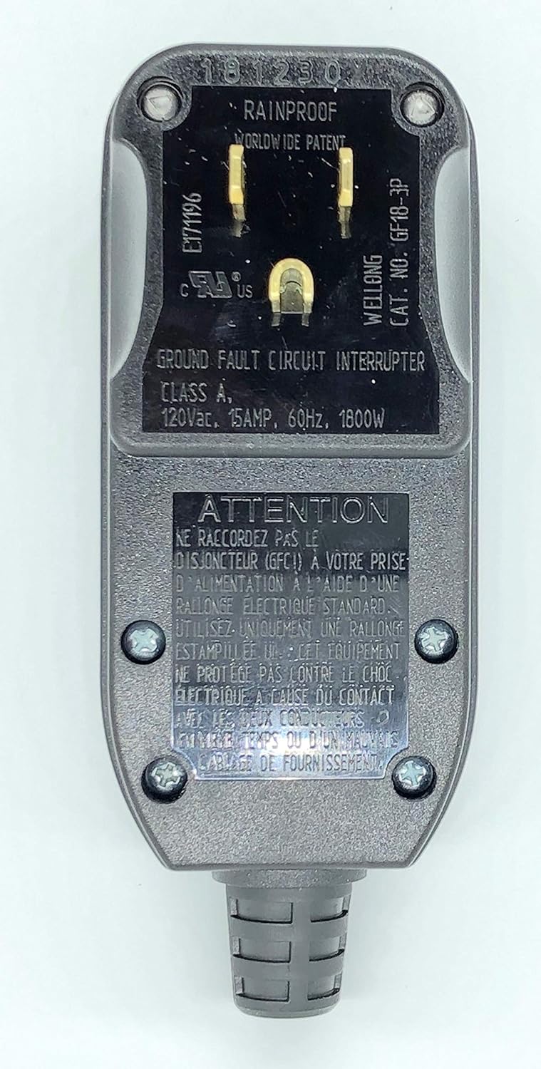 Webber Replacement Plug-in GFCI - auto-Reset for All AWG Sizes. 15A/120V, User Attachable. GFCI Includes All 4 Grommet Sizes. Webber WBGF18-3P-KIT-15A (WBGF18-3P)