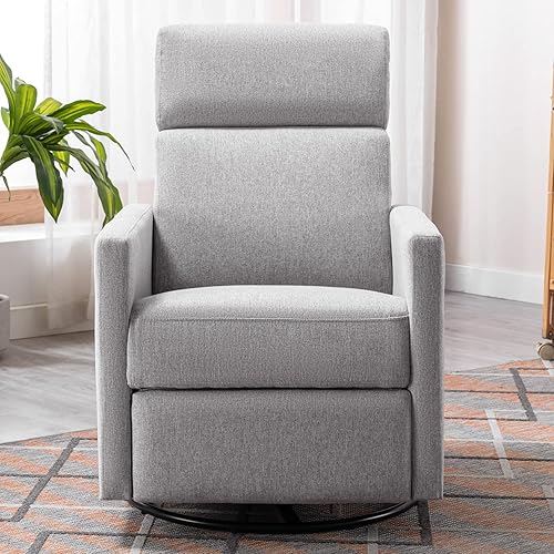 Miniatura 7 de Harper & Bright Designs Moderna silla tapizada para cuarto de bebé, asiento de felpa, reclinable, color gris