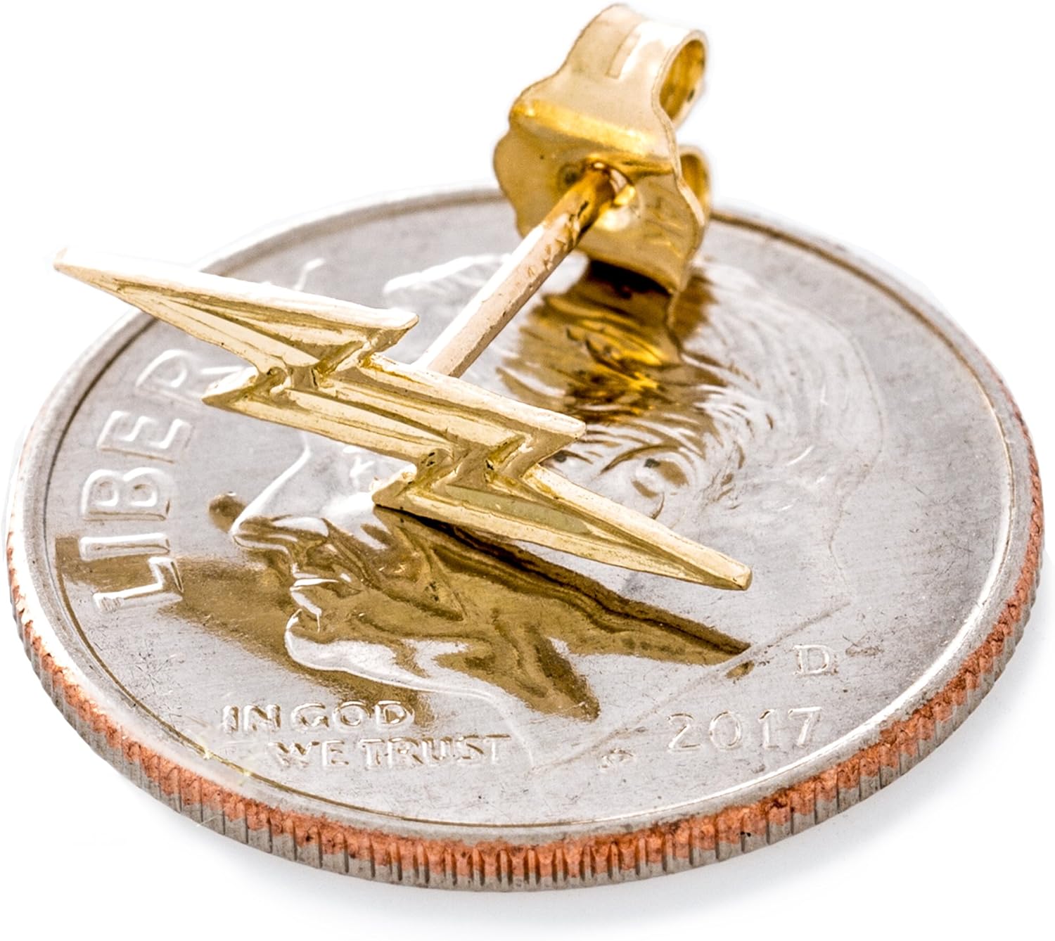 Solid 14K Yellow Gold Lightning Bolt Earrings | Fun, Edgy Design for Men and Women | 13.4mm wide x 4.3 tall | 0.7g