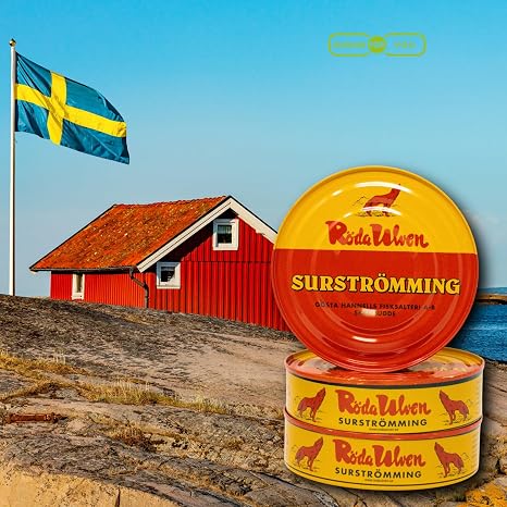 Surströmming - The ORIGINAL Röda Ulven - Swedish specialty in a can including recipe guide - Sürstrüming Fish 400g/300g