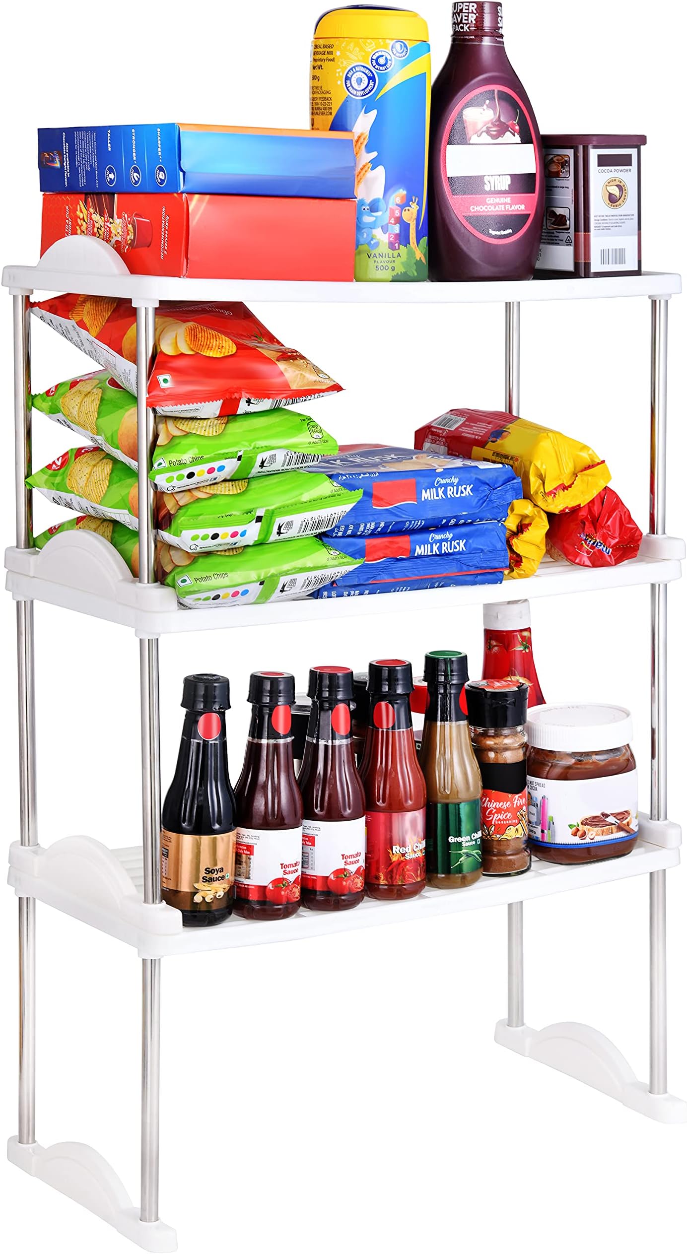 Kurtzy 3-Tier Rack Stackable Multipurpose Plastic Shelf Kitchen Storage Organizer (43.5 x 22 x 67 cm)