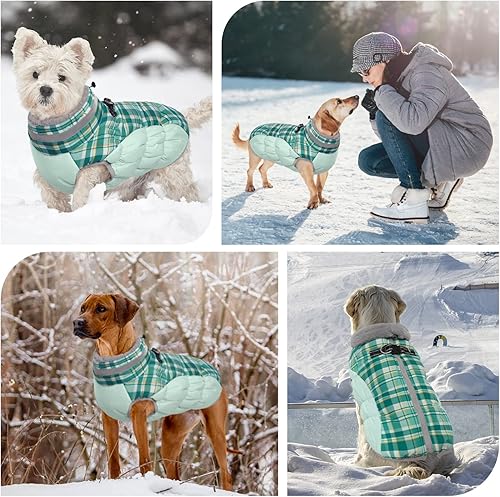 Miniatura 6 de FUAMEY - Abrigo de invierno para perro, chaquetas con arnés integrado, chaleco acolchado con cremallera, ropa reflectante para perros pequeños,