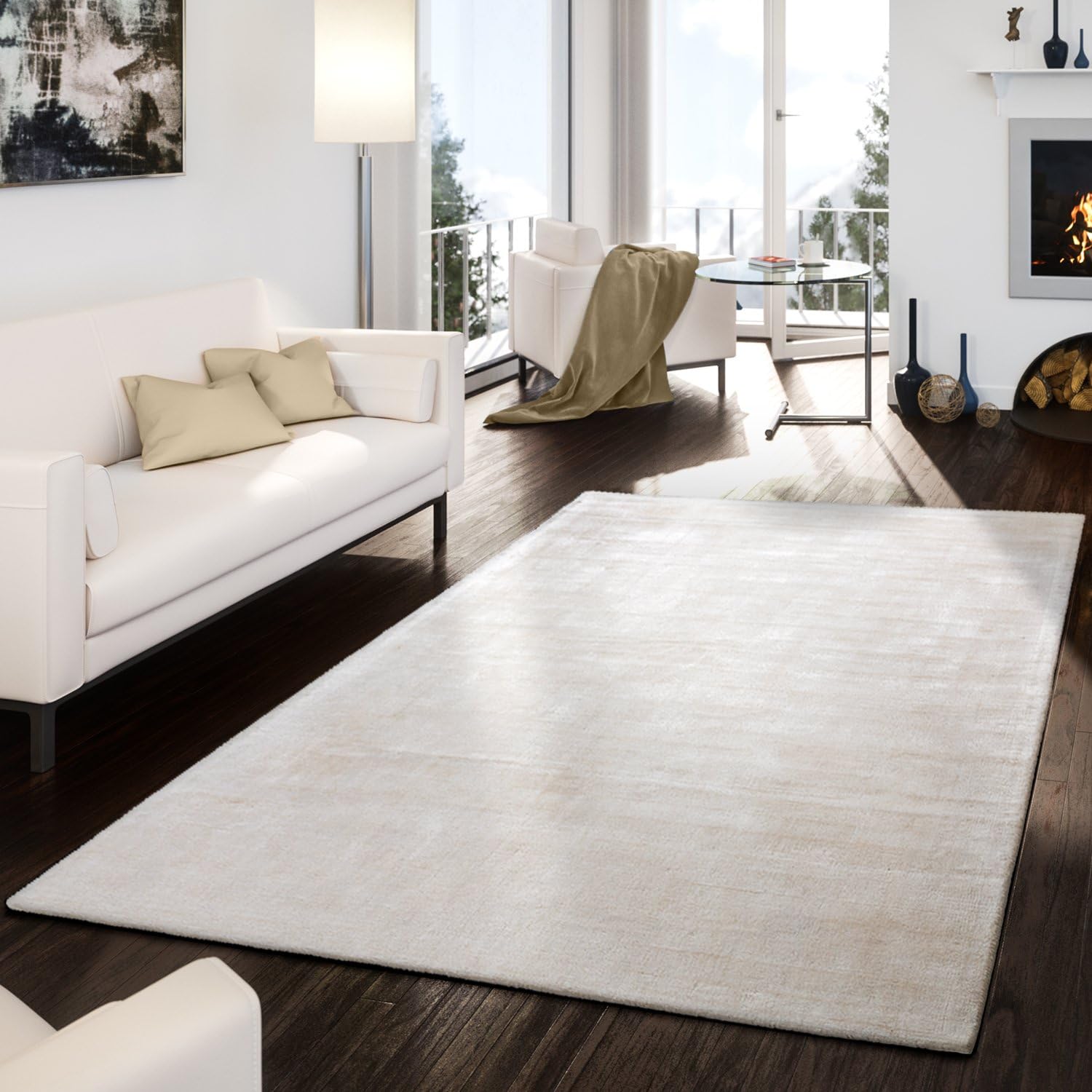 T&T Design Vloerkleed, handgetuft, moderne kwaliteit, luxe viscose ...