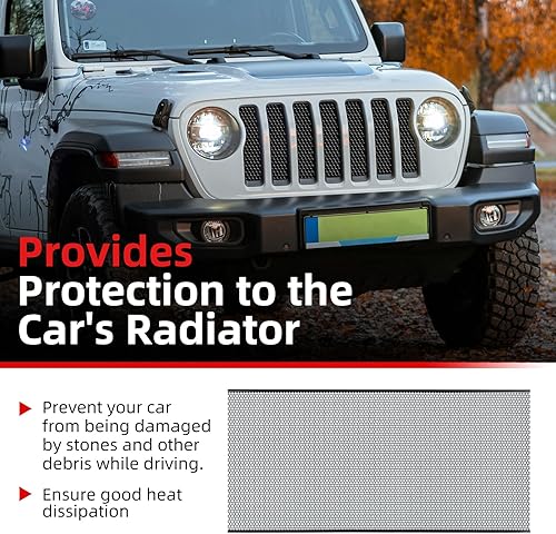 Miniatura 55 de AggAuto Inserto de malla compatible con Jeep Wrangler JK JKU 2007-2018, rejilla frontal de metal de aleación de aluminio negro para accesorios