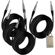 Fat Toad 20ft Guitar Cables ShieldedPRO X Series 4-Pack 1/4" Straight-End Instrument Cords with 24 AWG Wire for Bass, Amps, DJ, Studio & Keyboard Use