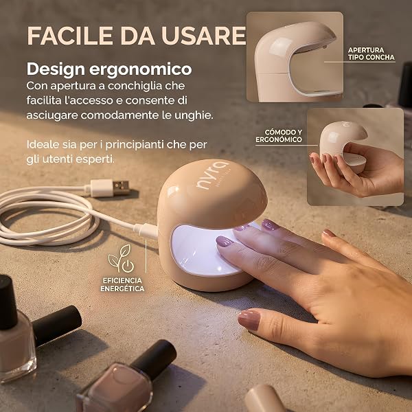 Mini UV/LED Nail Lamp 5W Ultra Compact 5 LED 60s Timer Auto Sensor USB Powered Gel Polish Lamp - 5
