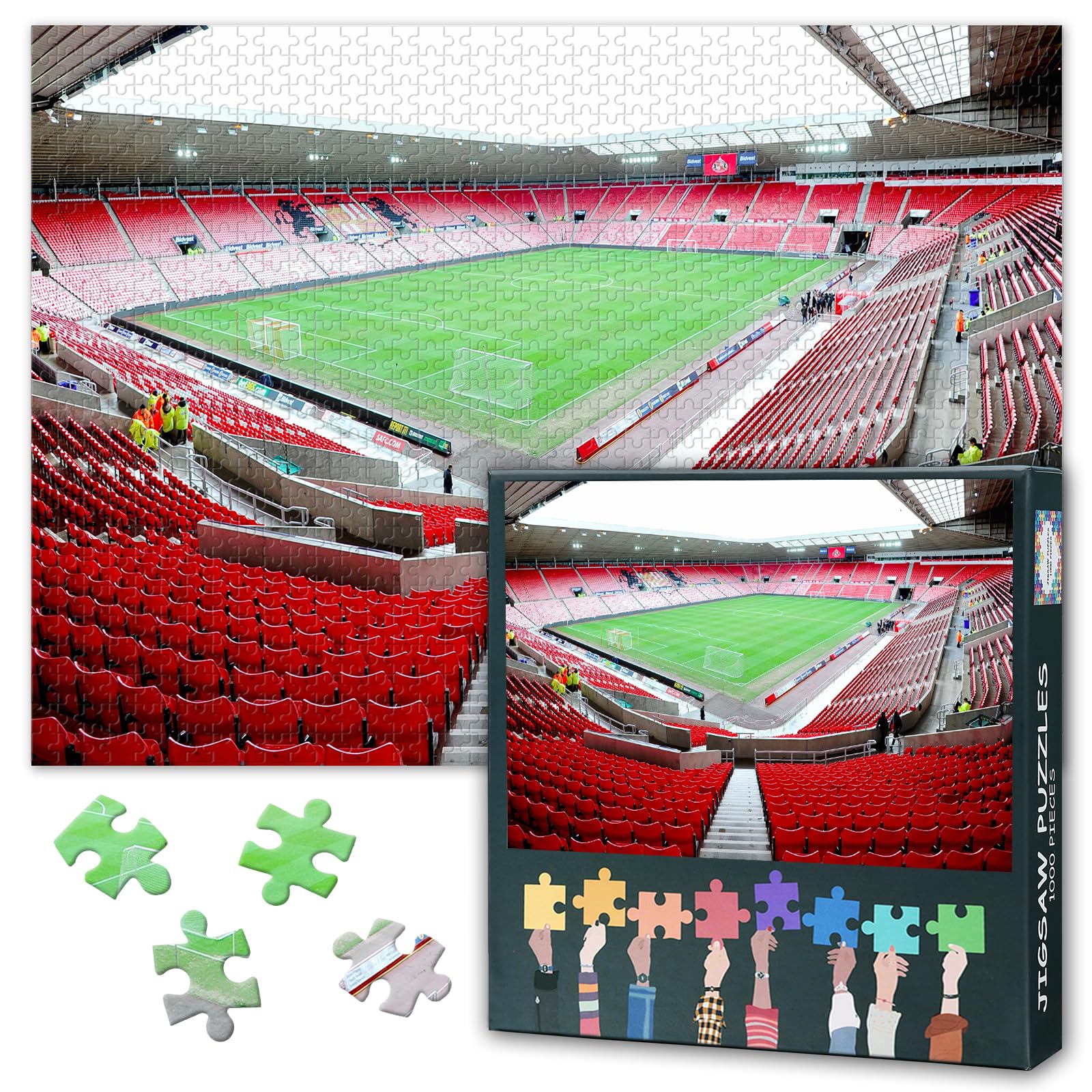 1000 Pieces Football Fields in Sunderland Stadium Puzzles for Adults Challenging Northeast England Stadium Jigsaw Puzzles Games for Adults 50x70cm
