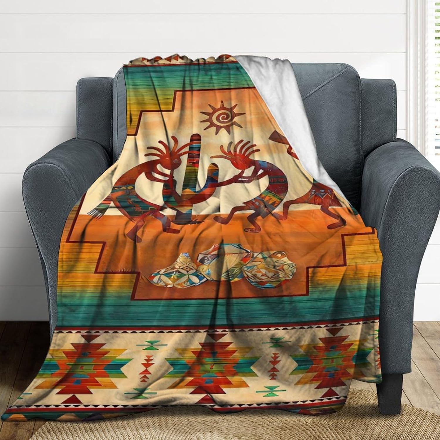 Southwest Kokopelli Native American Blanket Soft and Warm Throw Digitally Printed Super Soft Micro Plush Blanket for Sofa Bed Living Room 60"*80"£¨150 * 200cm£©.