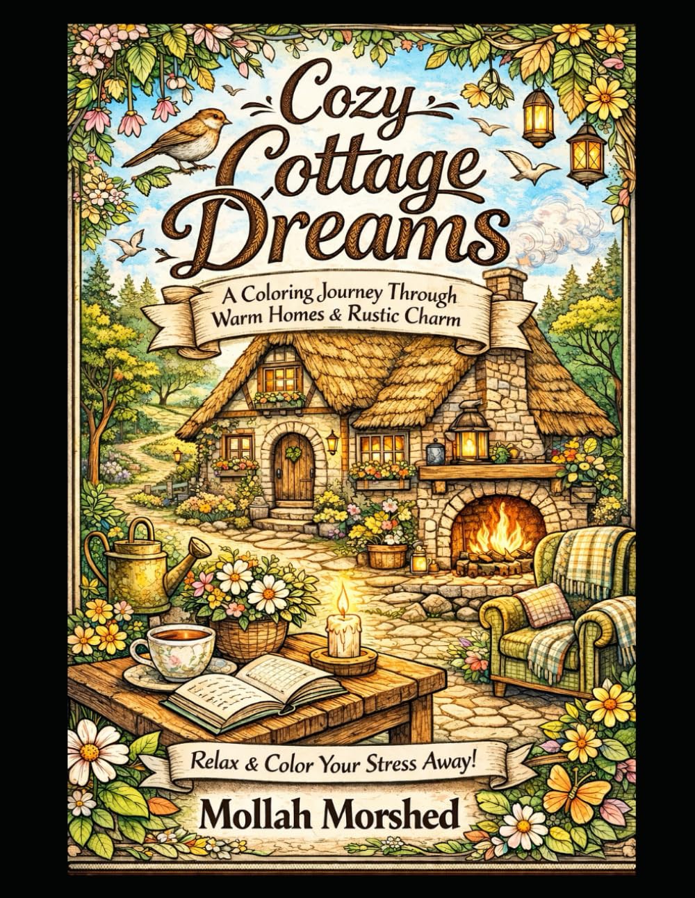 Cozy Cottage Dreams: A Coloring Journey Through Warm Homes & Rustic Charm