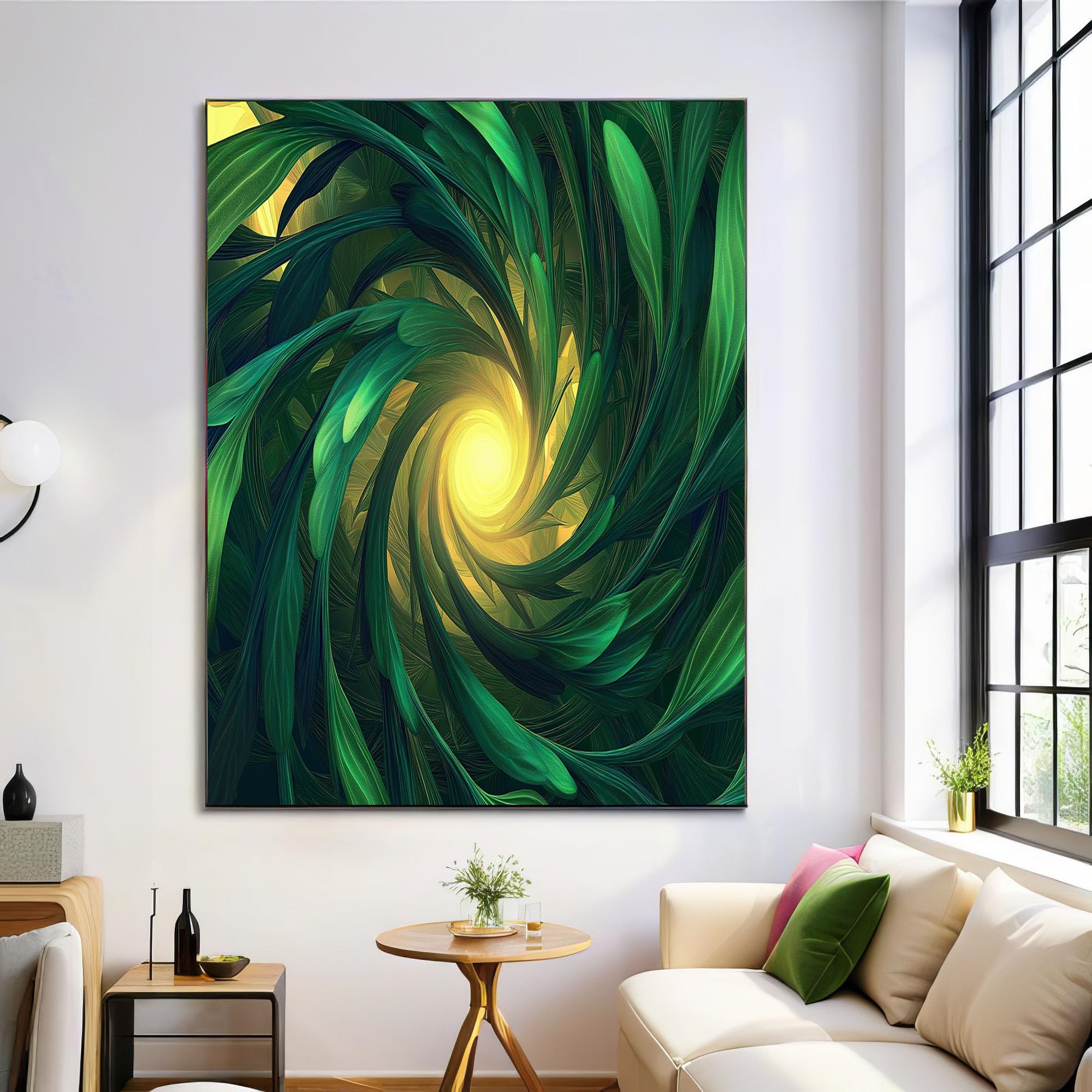 Lienzo de planta abstracto en verde 60x90cm con impresión artística de alta definición para pared 8