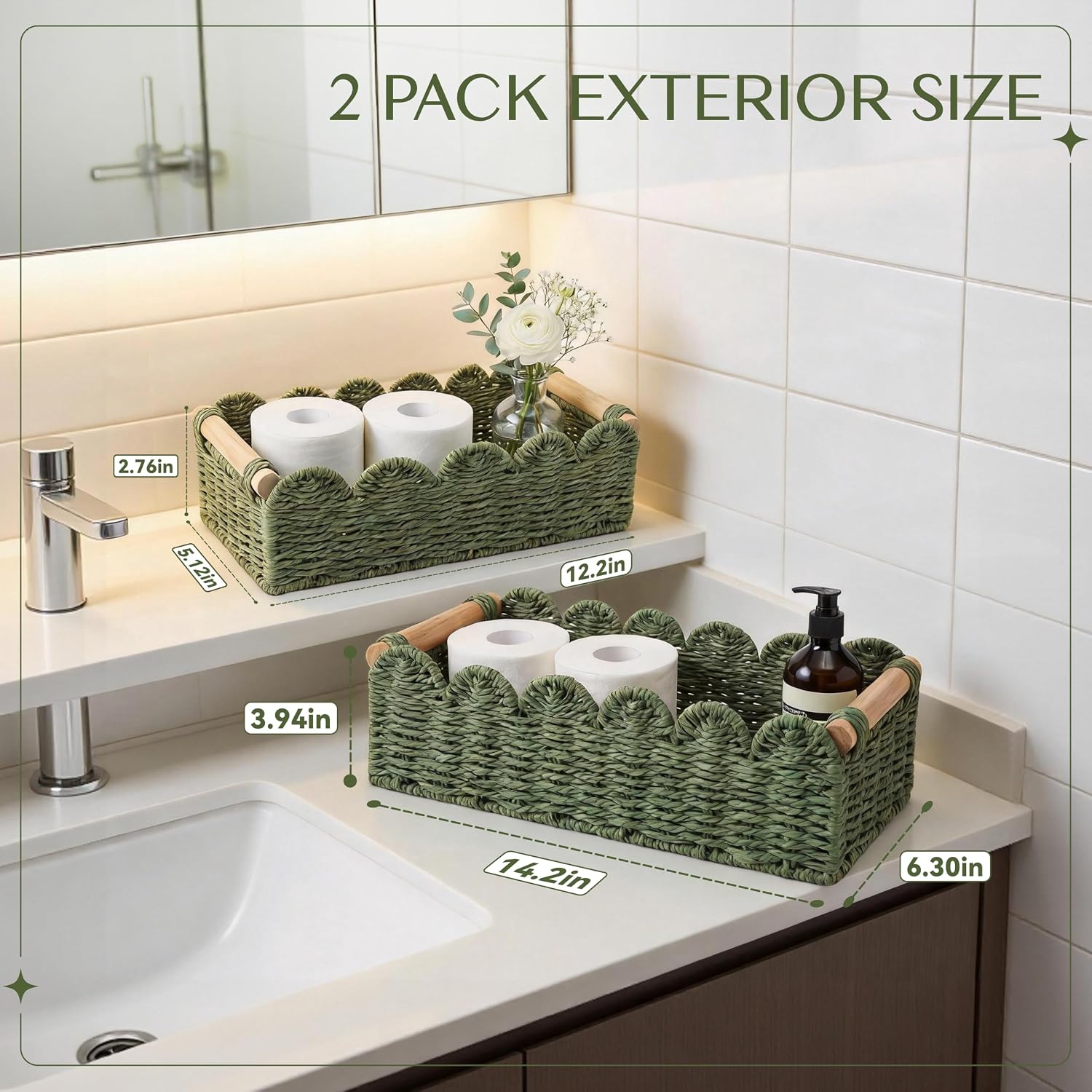Toilet Paper Storage Basket 2 PK,Bathroom Basket Organizer