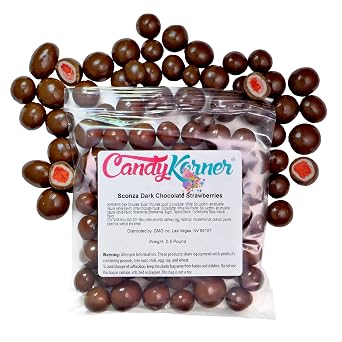 Dark Chocolate Strawberries - Half Pound 8 Ounces - Gourmet Candy by CandyKorner