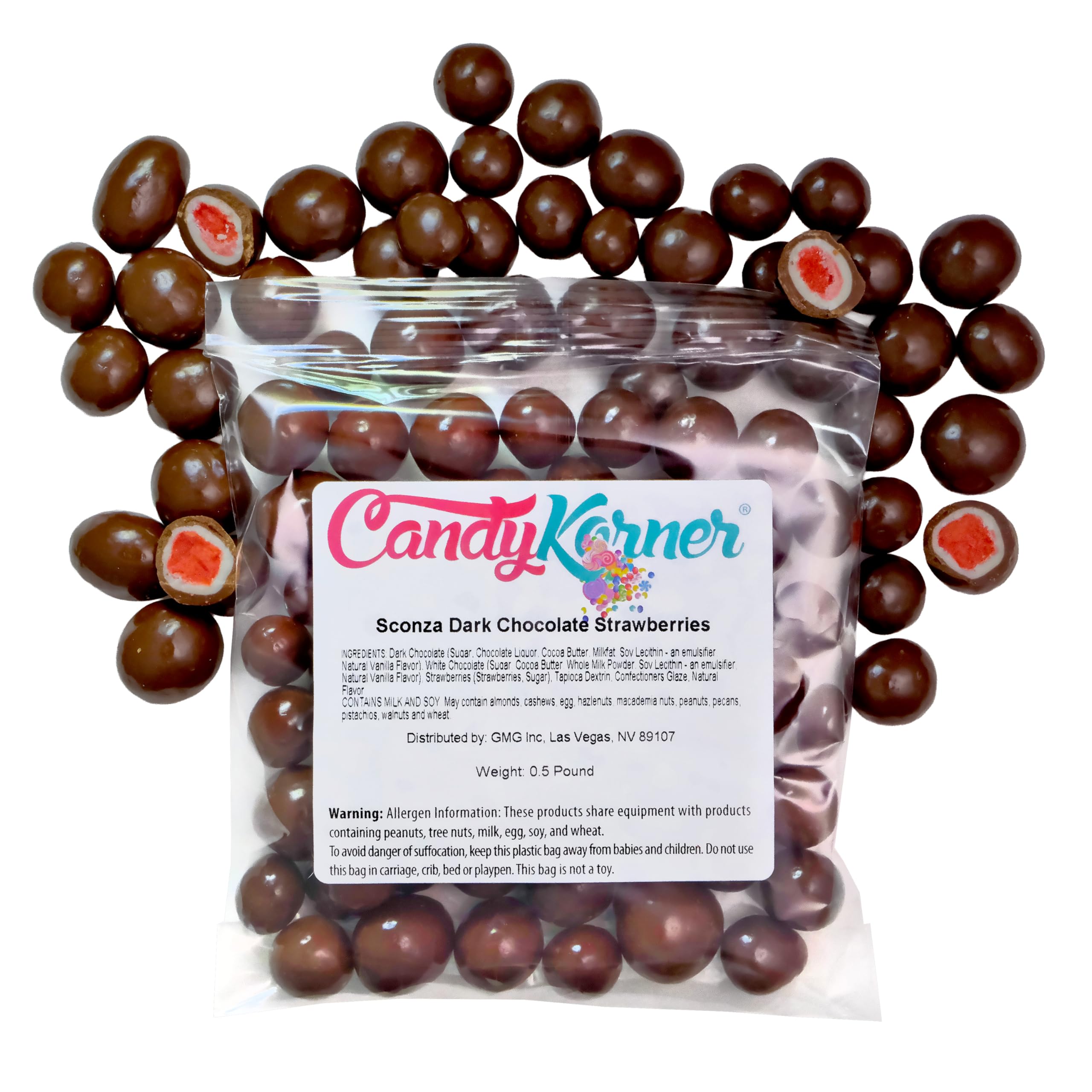 Dark Chocolate Strawberries - Half Pound (8 Ounces) - Gourmet Candy by CandyKorner