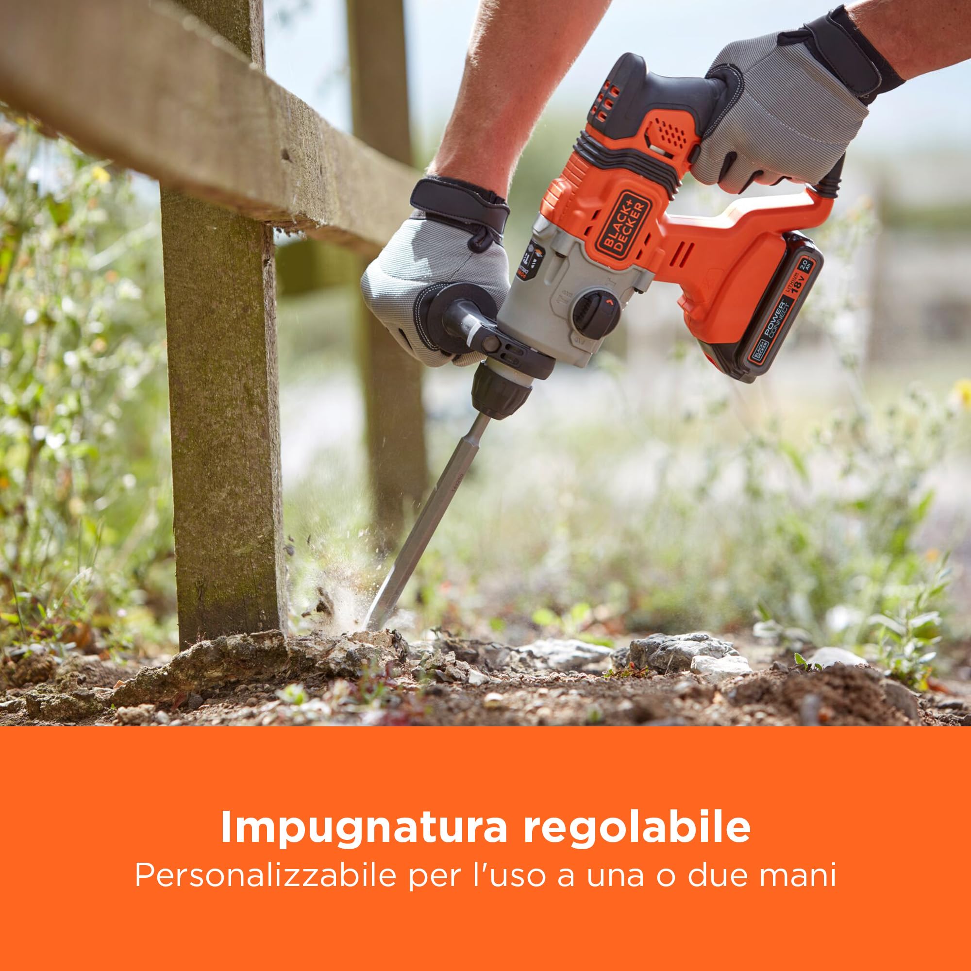 BLACK+DECKER Trapano a percussione SDS-Plus a batteria da 18 V, energia d'urto 1,2 J, 3 modalità, include punta per calcestruzzo da 6 mm e scatola del kit, BCD900B-XJ