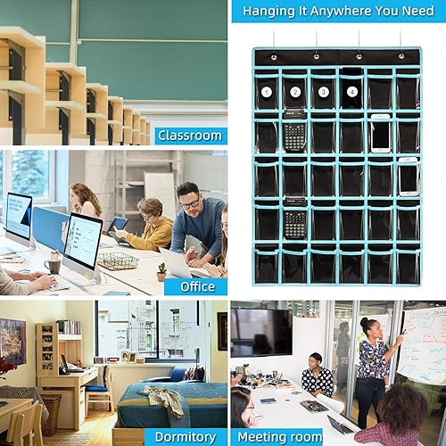 Miniatura 6 de KEEPJOY Organizador de bolsillo para aula, soporte para calculadora de teléfonos celulares para almacenamiento en el aula, calculadora de puerta de