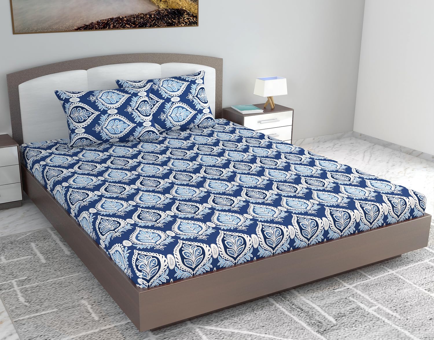 Divine Casa Paisley Blue 144 TC Bedsheet for King Bed Cotton, with 2 Pillow Cover, 270 x 270 (B0CG67CYV1) Amazon Price History, Amazon Price Tracker