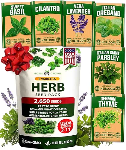 HOME GROWN 6 Herb Seeds for Planting 2,650+ Non-GMO Heirloom