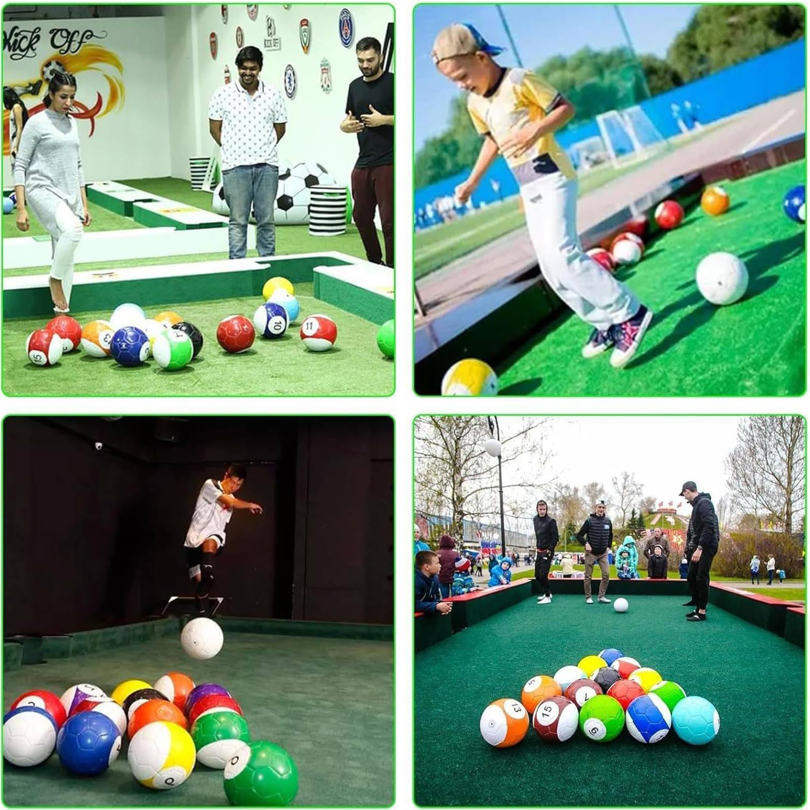 16 Teiliges aufblasbares Billard-Fußball Spiel, Leder Pool-Kick Billard Set, aufblasbare Snookerbälle für Tischspiele, Erwachsenen Sport-Freizeitspiel für Garten/Innenräume & Outdoor