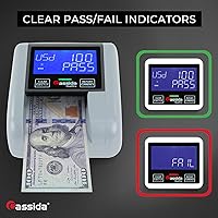 Vista 10 de Cassida Quattro Detector Automático Rápido de Billetes Falsificados con Sensores Avanzados (UV,MG,IR,MT,Grosor,Tamaño) - Alimentación en Todas