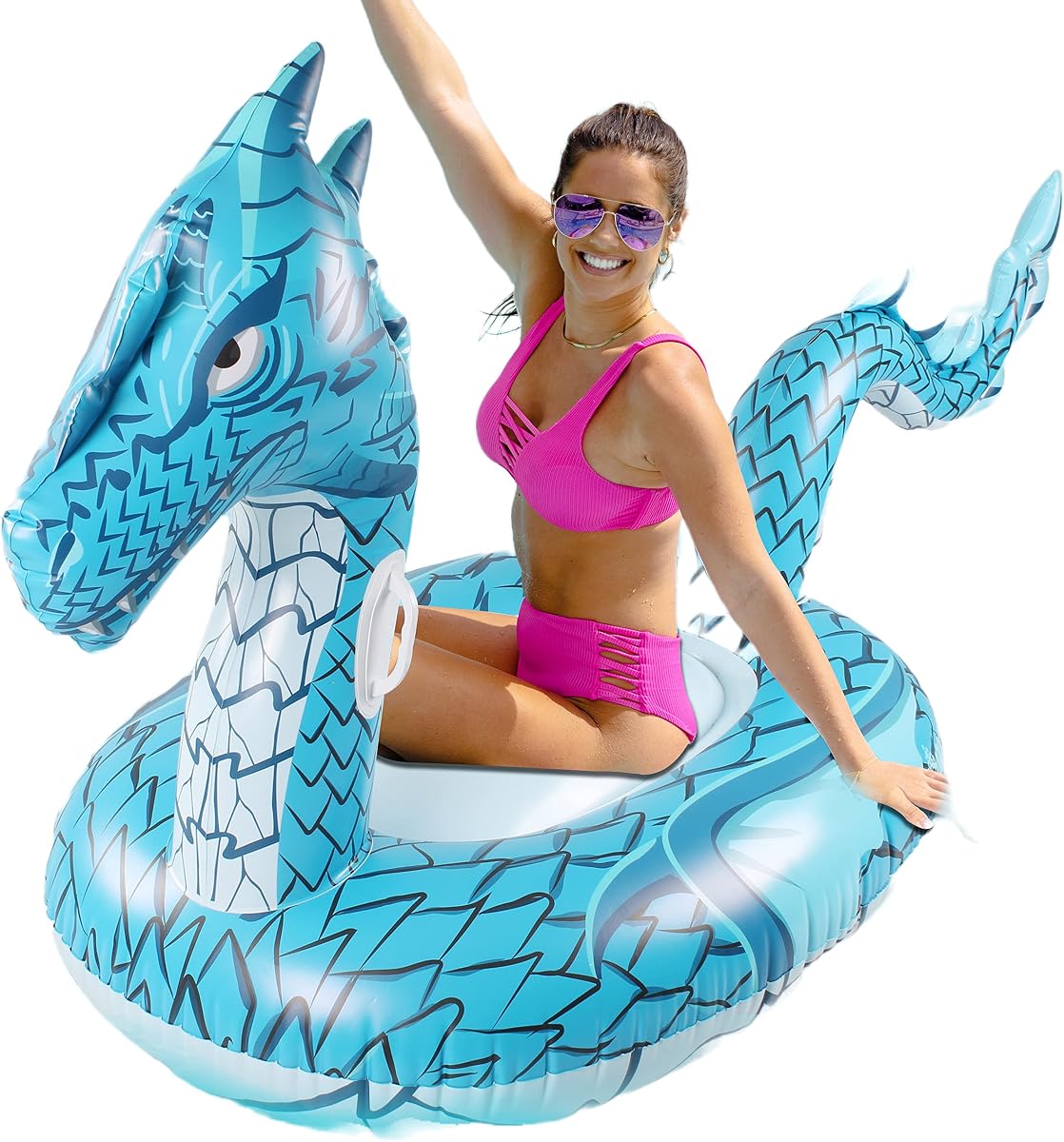 Monsoon [Dragón] Flotadores inflables para piscina para adultos Flotador grande para piscina con asas