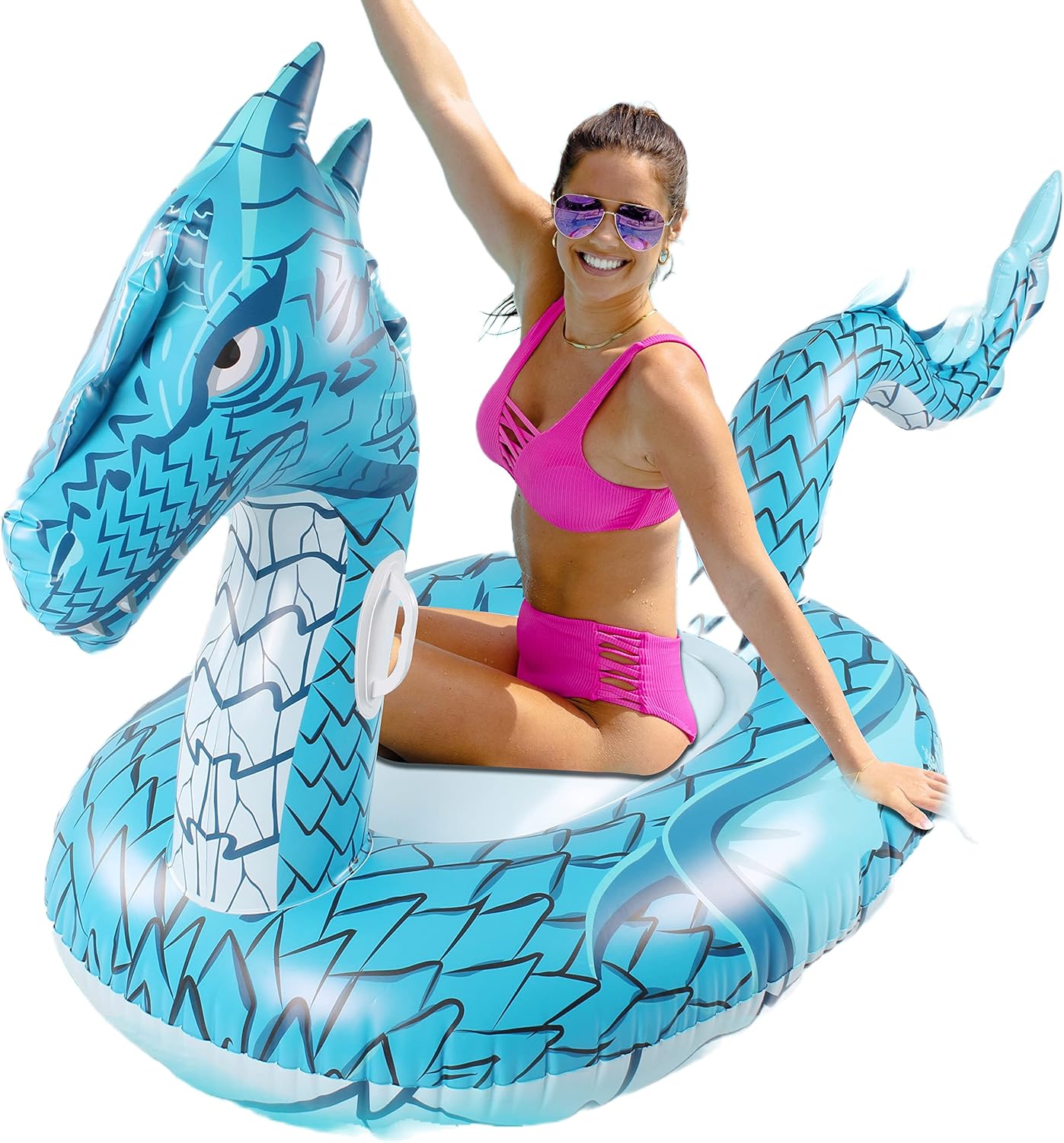 Monsoon [Dragon] Inflatable Pool Floats for Adults Large Ride-On Swimming Pool Float Floatie with Handles