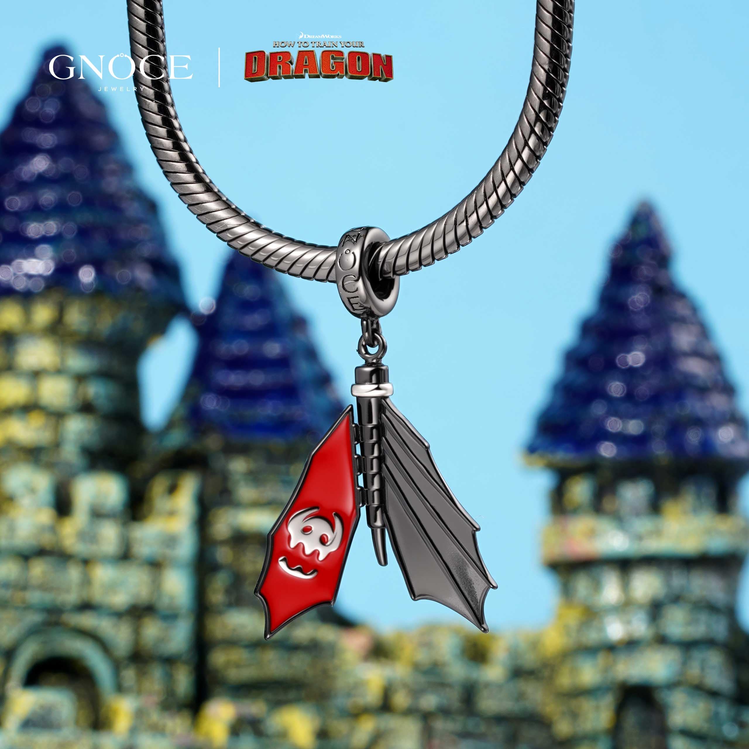 GNOCE How to Train Your Dragon Ohnezahn Flügelschläge Anhänger flatternden Flügeln 925 Sterling Silber Anhänger Charms Fit Armband/Halskette Schmuck Geschenk für Frauen Fans