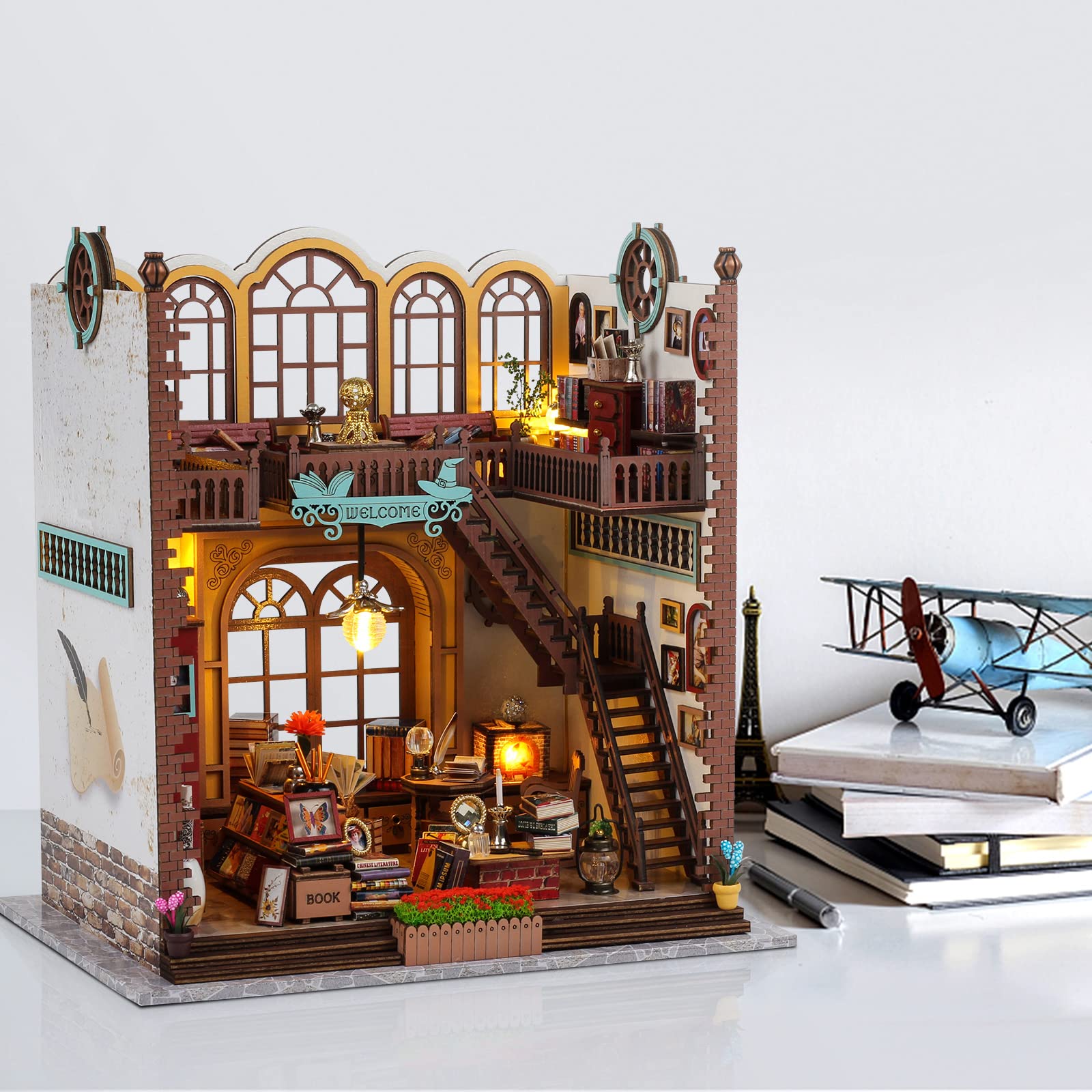 Cuteefun Książka Nook DIY, 3D drewniane puzzle książka ogon, półka do książki Nook, zestaw do samodzielnego wykonania, dekoracja pokoju dla dorosłych, zestaw na urodziny, Boże Narodzenie (magiczna