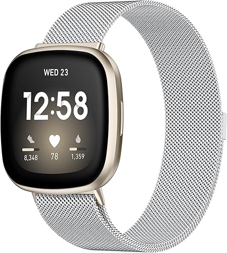 ZWGKKYGYH Compatible con correas Fitbit Versa 3 Sense para mujeres y hombres y Sense 2 Versa 4, banda de malla metálica de acero inoxidable, correa