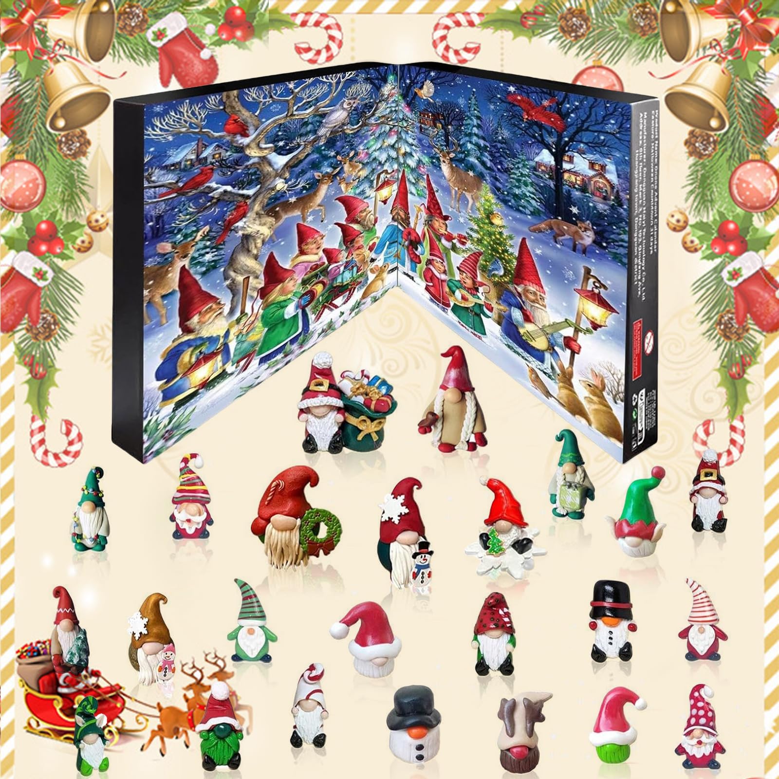 2024 Christmas Gnome Advent Calendar with 24 Collectible Resin Gnome Dolls, Christmas Holiday Decorative Gnome Gifts, 24 Days of Christmas Gnomes Countdown Calendar (1PCS)